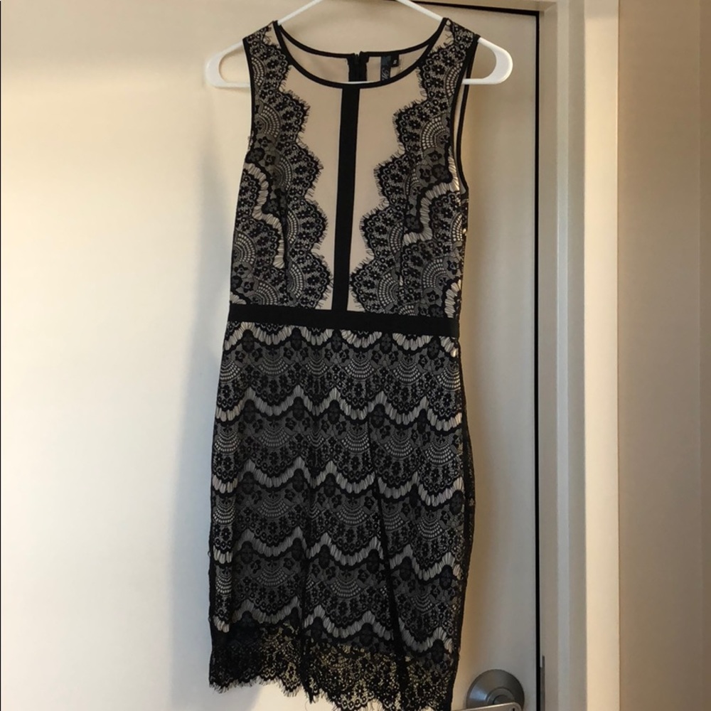 Lulu’s tan and black lace dress